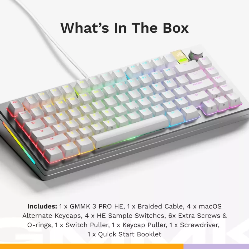 Teclado gaming mecânico GLORIOUS GMMK 3 PRO HE 75% Prebuilt com fio USB QWERTY prateado