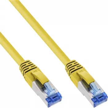 Cabo de rede InLine S/FTP PiMF Cat.6A sem halogéneos 500MHz amarelo 1m