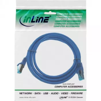 Cabo de rede InLine S/FTP PiMF Cat.6A sem halogéneos 500MHz azul 0,5m