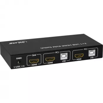 Comutador KVM InLine 2x1 HDMI, 2x1, HDMI 4K2K, hub USB 2.0, com áudio