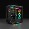 Caixa de PC Mid-Tower ATX CORSAIR – iCUE 5000T – Vidro temperado RGB – Preto