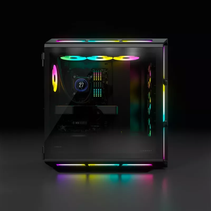 Caixa de PC Mid-Tower ATX CORSAIR – iCUE 5000T – Vidro temperado RGB – Preto