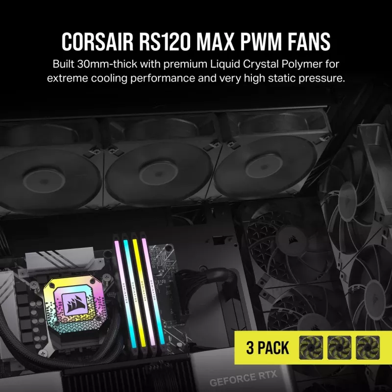 Ventoinha Corsair RS120 MAX 12 cm Preto 2000 RPM 3 unidades