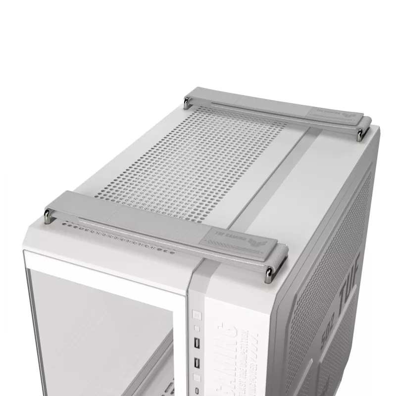 Caixa de PC ASUS TUF GAMING GT502 Horizon TG ARGB Branco — Midi Tower, ATX, vidro temperado, 4×3,5 polegadas baías, GPU máx. 400 mm