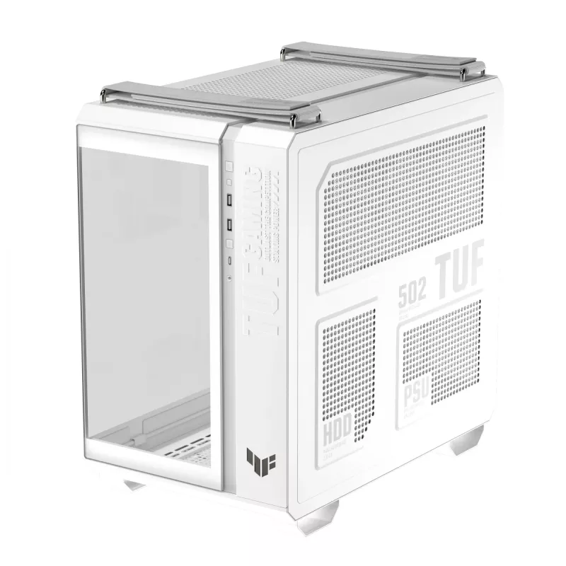 Caixa de PC ASUS TUF GAMING GT502 Horizon TG ARGB Branco — Midi Tower, ATX, vidro temperado, 4×3,5 polegadas baías, GPU máx. 400 mm