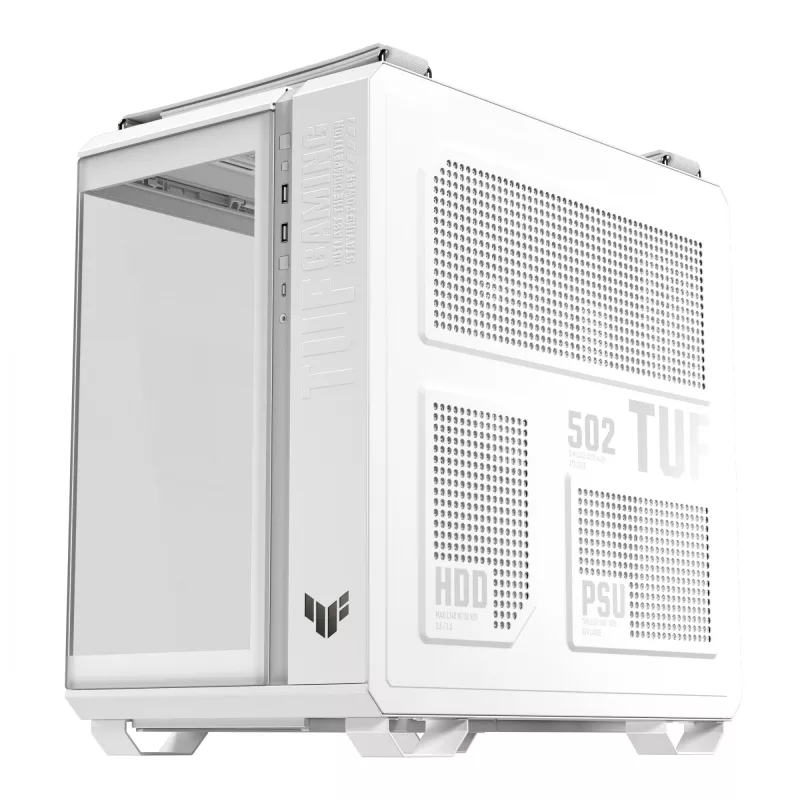 Caixa de PC ASUS TUF GAMING GT502 Horizon TG ARGB Branco — Midi Tower, ATX, vidro temperado, 4×3,5 polegadas baías, GPU máx. 400 mm
