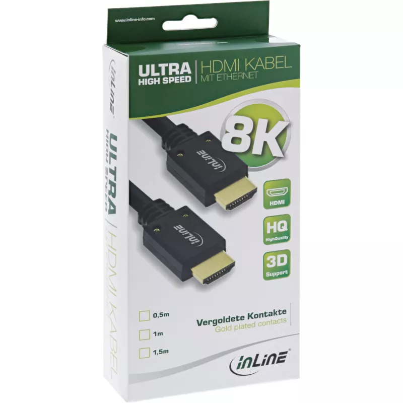Cabo HDMI Ultra High Speed InLine macho/macho 8K4K dourado, 2m