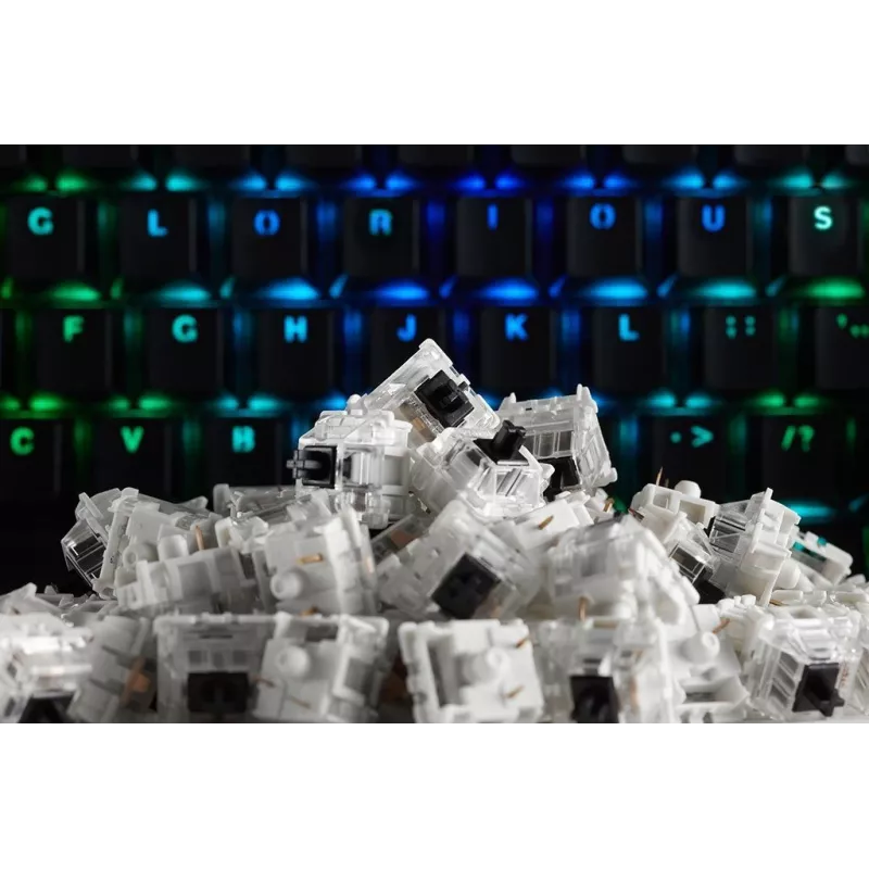 Glorious Gaming Gateron interruptores pretos - lineares silenciosos, preto, 120 unidades, Gateron, Glorious PC Gaming Race GMMK, China