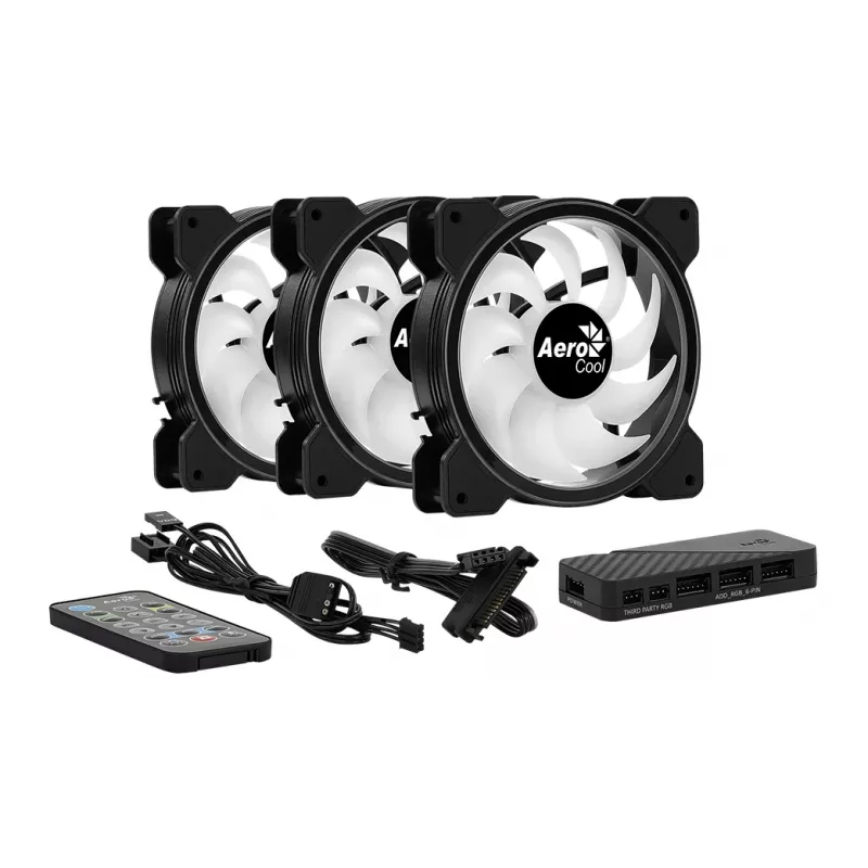 Aerocool Saturn 12F Pro ARGB ventoinhas de caixa, pack de 3 com controlador, 120 mm