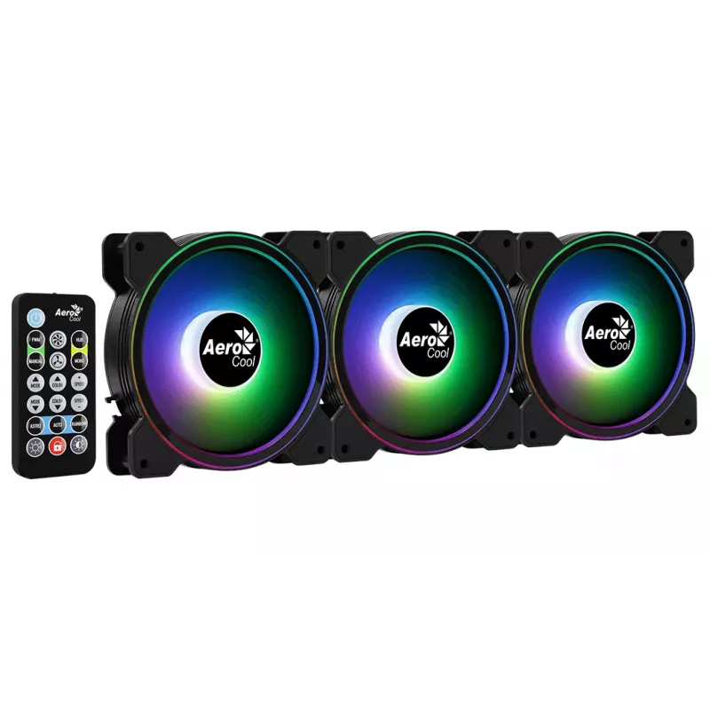 Aerocool Saturn 12F Pro ARGB ventoinhas de caixa, pack de 3 com controlador, 120 mm