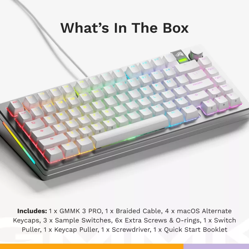 Glorious GMMK 3 Pro 75% teclado gaming personalizável, pré-montado, com fio, switches Fox, ANSI (US), prateado