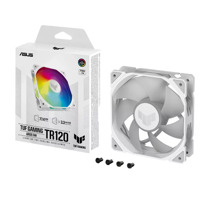Arrefecedor de ar para caixa de computador ASUS TUF GAMING TR120 ARGB 1 pack branco 12 cm