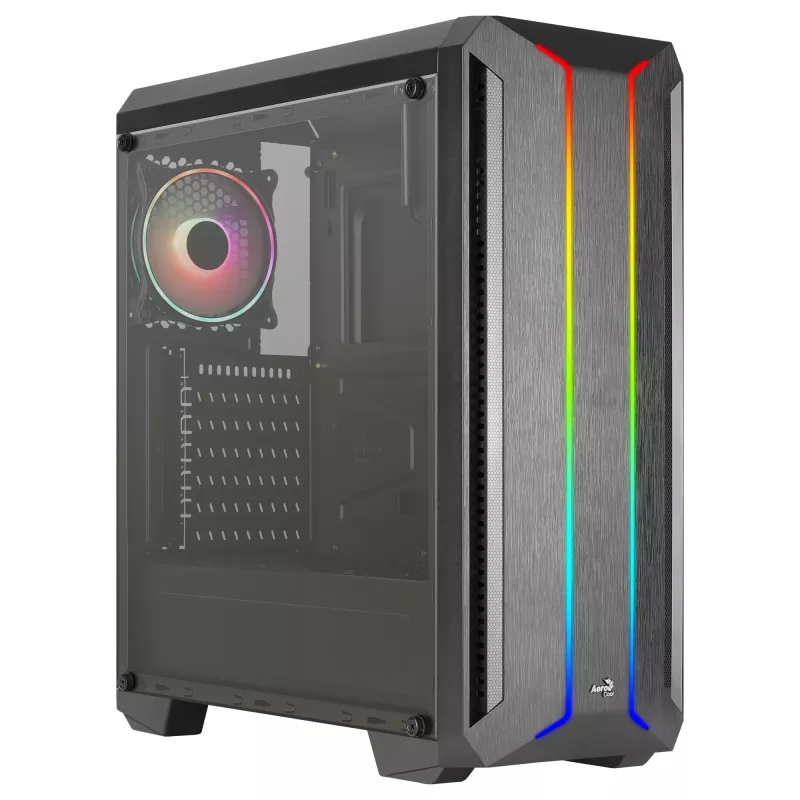 Aerocool SKYLINEV2BK Caixa PC ATX painel frontal duplo LED ARGB, ventoinha ARGB 12cm Preto