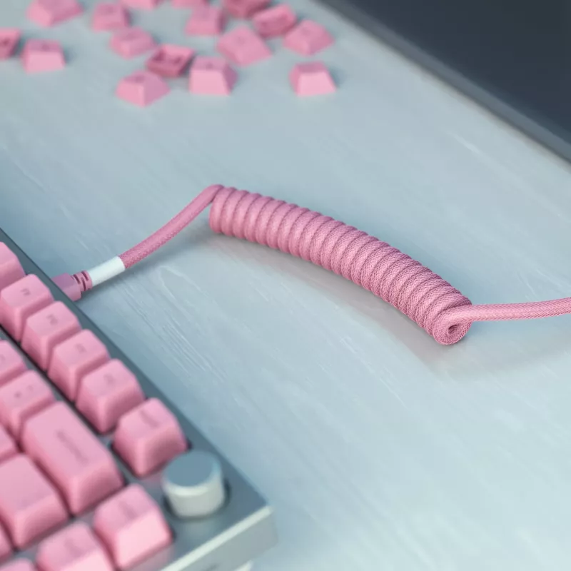 Cabo espiral USB GLORIOUS GMMK Pixel Pink 1,5m – cabo espiral removível para teclados