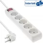 Régua de tomadas InLine, 5 tomadas Schuko CEE 7/3, branca, 1,5 m