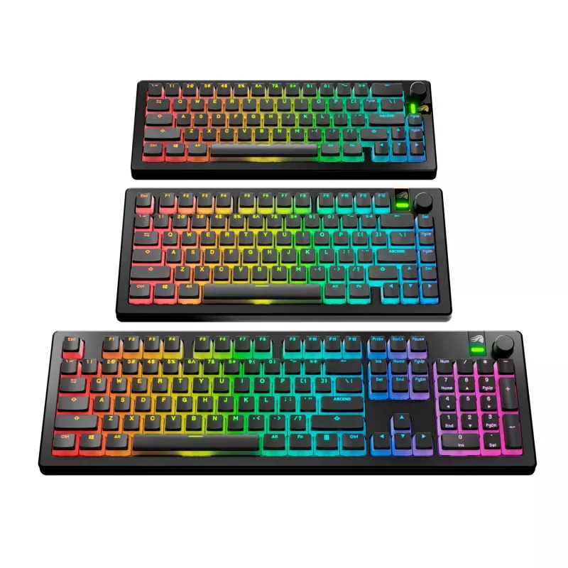 Glorious GPBT Aura V3 conjunto de keycaps, disposição ANSI (US), PBT, Doubleshot, preto