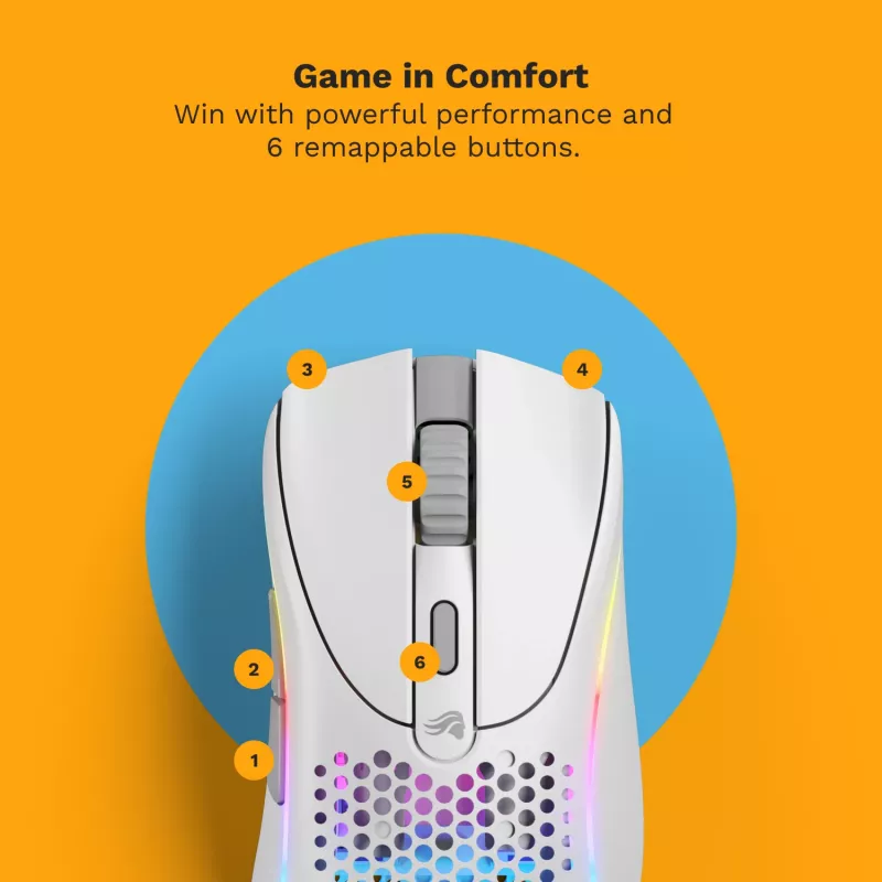 Rato Glorious Gaming Glorious Model D 2 Wireless - branco mate, destro, RF Wireless, 19000 DPI, branco