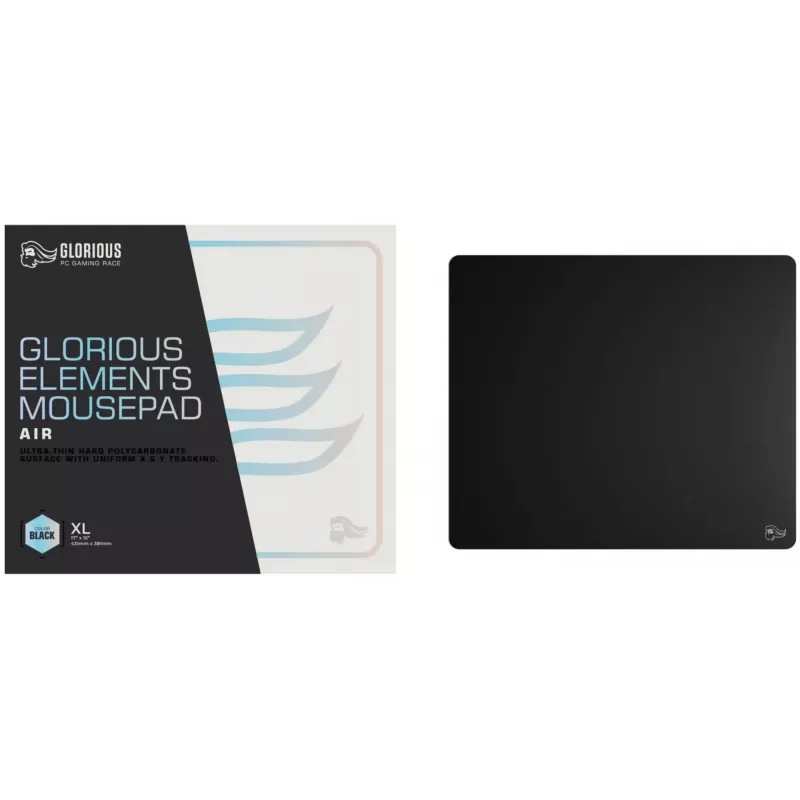 Tapete de rato Glorious Gaming Glorious Element - Air, preto, monocromático, policarbonato, base antiderrapante, tapete de rato gaming