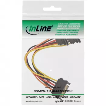 Cabo de alimentação SATA em Y InLine conector fêmea SATA / 2x conector macho SATA com bloqueio 0,15 m