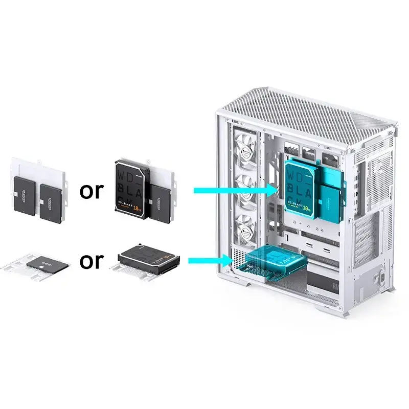 Caixa de computador Jonsbo D400 Midi Tower ATX Vidro Temperado – Branco
