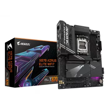 Placa-mãe GIGABYTE X870 AORUS ELITE WIFI7 - Compatível com CPUs AMD Ryzen 9000, fases VRM 16+2+2, até 8000MHz DDR5 (OC), 3xPCIe 5.0 + 1xPCIe 4.0, Wi-Fi 7, 2.5GbE LAN, USB 4