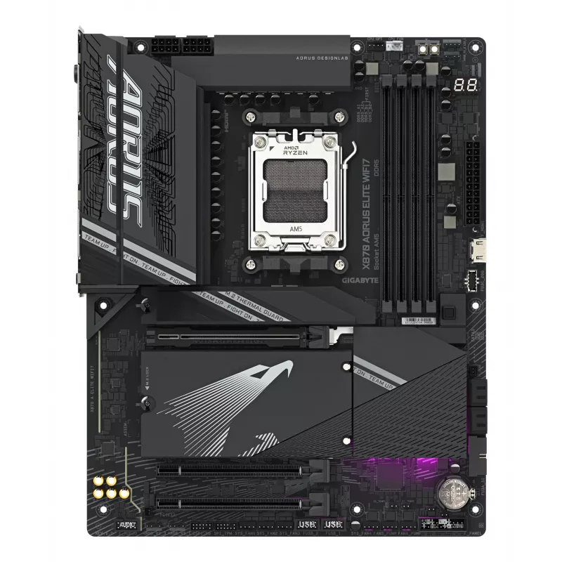Placa-mãe GIGABYTE X870 AORUS ELITE WIFI7 - Compatível com CPUs AMD Ryzen 9000, fases VRM 16+2+2, até 8000MHz DDR5 (OC), 3xPCIe 5.0 + 1xPCIe 4.0, Wi-Fi 7, 2.5GbE LAN, USB 4