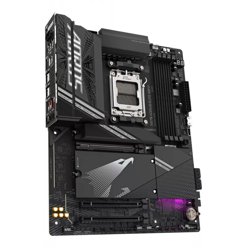 Placa-mãe GIGABYTE X870 AORUS ELITE WIFI7 - Compatível com CPUs AMD Ryzen 9000, fases VRM 16+2+2, até 8000MHz DDR5 (OC), 3xPCIe 5.0 + 1xPCIe 4.0, Wi-Fi 7, 2.5GbE LAN, USB 4