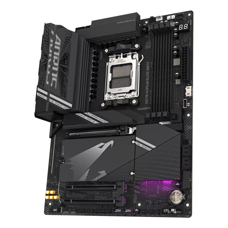 Placa-mãe GIGABYTE X870 AORUS ELITE WIFI7 - Compatível com CPUs AMD Ryzen 9000, fases VRM 16+2+2, até 8000MHz DDR5 (OC), 3xPCIe 5.0 + 1xPCIe 4.0, Wi-Fi 7, 2.5GbE LAN, USB 4