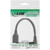Cabo adaptador InLine DisplayPort 1.4 M/F, 8K4K, curvado para baixo, preto/dourado
