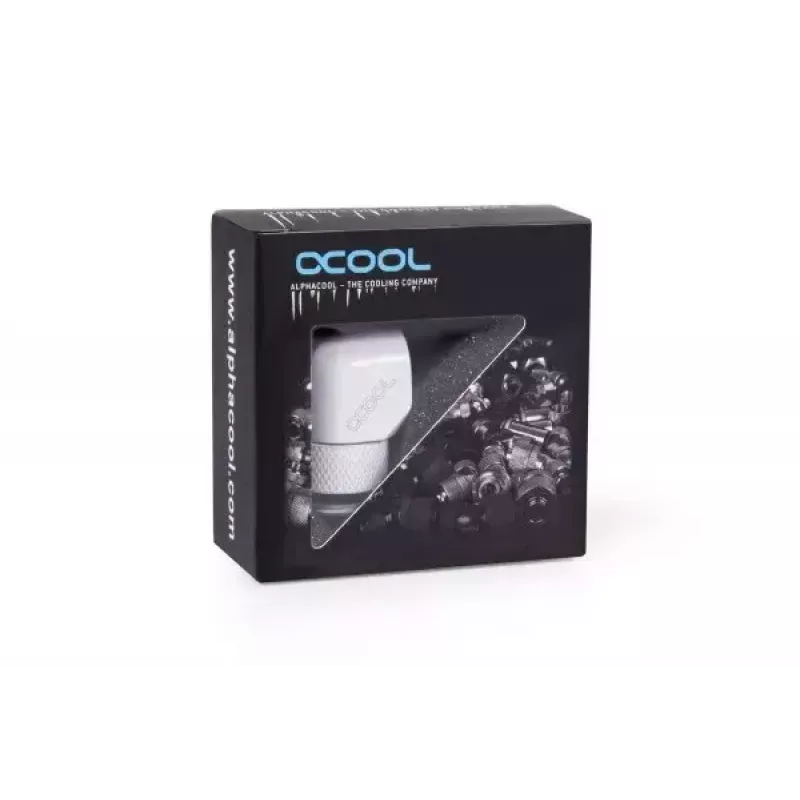 Conjunto de montagem Alphacool Eiszapfen Conector em L rotativo G1/4 rosca macho para G1/4 rosca fêmea branco