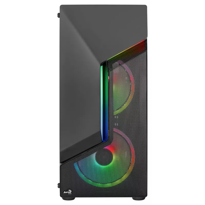 Aerocool SCAPEBKV3 caixa Gaming ATX frente RGB LED vidro temperado 3x ventoinhas ARGB preto