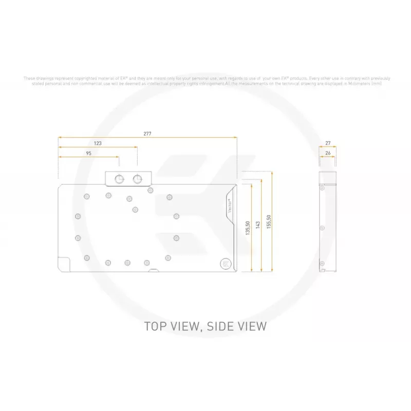 Bloco de água para GPU ek water blocks EK-Quantum Vector3 Astral RTX 5090 D-RGB acrílico