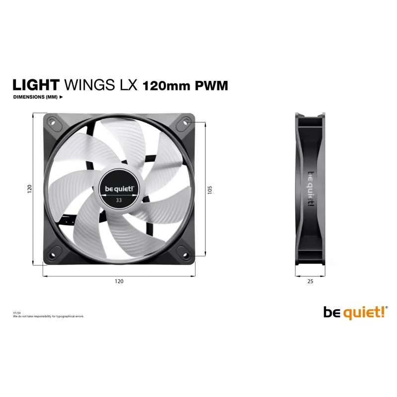 be quiet! LIGHT WINGS LX 120mm PWM ventoinha para caixa de computador 12 cm preto 1 unid.