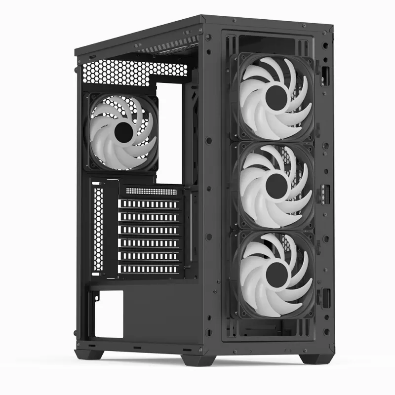 Aerocool D501A Midi Tower preto, madeira