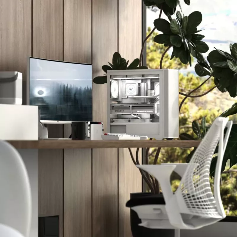 Aerocool D501A Midi Tower preto, madeira