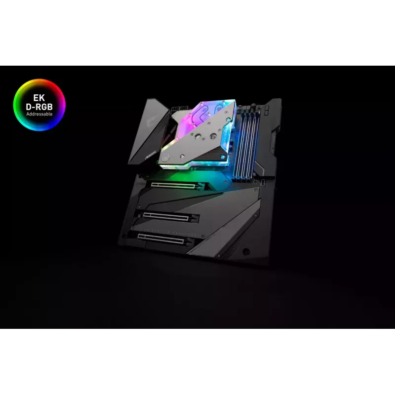 Bloco de água EK Water Blocks acrílico alumínio latão cobre prateado transparente