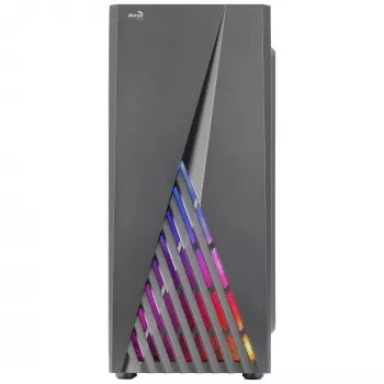 Caixa de PC Aerocool DELTABKV1 ATX com frente RGB, janela lateral completa, ventoinha de 12 cm, preta