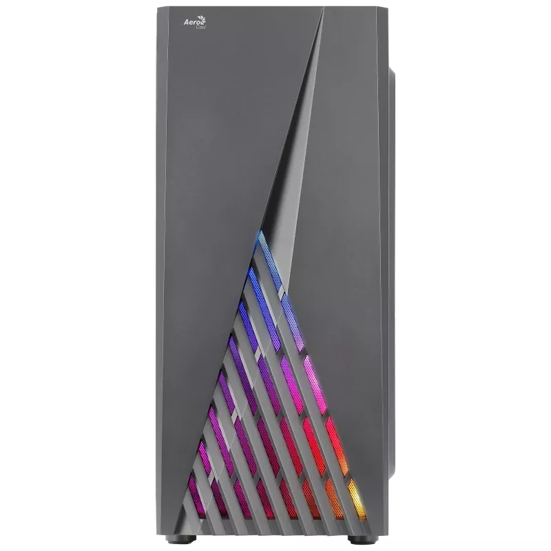 Caixa de PC Aerocool DELTABKV1 ATX com frente RGB, janela lateral completa, ventoinha de 12 cm, preta