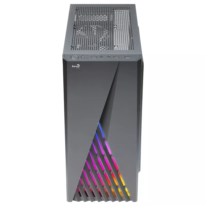 Caixa de PC Aerocool DELTABKV1 ATX com frente RGB, janela lateral completa, ventoinha de 12 cm, preta