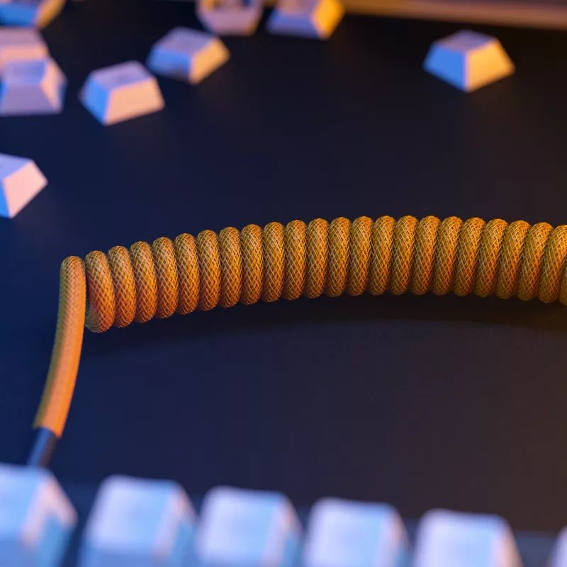 Cabo espiral USB GLORIOUS GMMK Glorious Gold para teclados mecânicos, cabo espiral removível, USB-A para USB-C