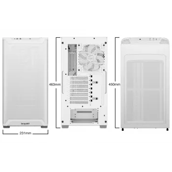 Caixa de PC be quiet! PURE BASE 501 Airflow Midi Tower branco — ATX, 3×140mm à frente, 1×140 mm atrás, 5×2,5 polegadas, 2×3,5 polegadas, USB‑C, suporte PWM