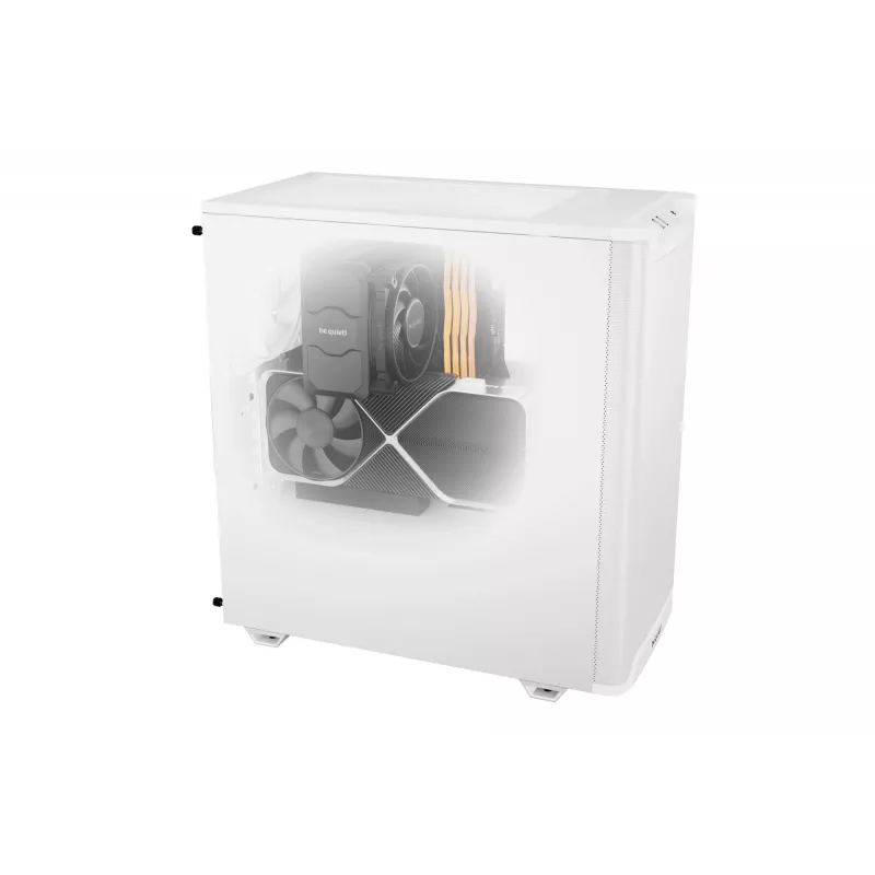 Caixa de PC be quiet! PURE BASE 501 Airflow Midi Tower branco — ATX, 3×140mm à frente, 1×140 mm atrás, 5×2,5 polegadas, 2×3,5 polegadas, USB‑C, suporte PWM