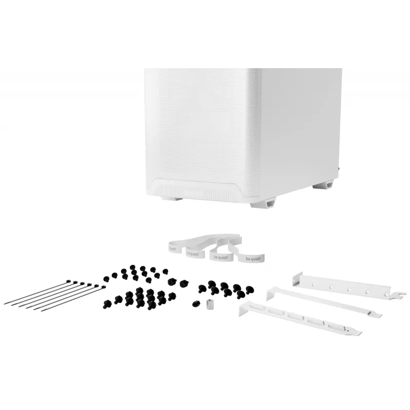 Caixa de PC be quiet! PURE BASE 501 Airflow Midi Tower branco — ATX, 3×140mm à frente, 1×140 mm atrás, 5×2,5 polegadas, 2×3,5 polegadas, USB‑C, suporte PWM