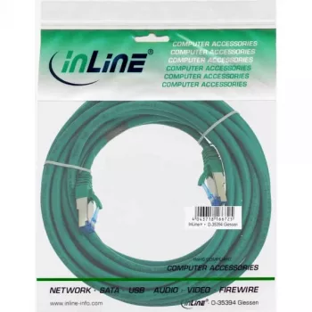 Cabo de rede InLine S/FTP PiMF Cat.6A sem halogéneos 500MHz verde 10m