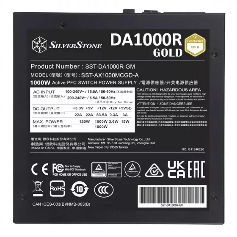 Fonte de alimentação Silverstone DA1000R Gold 1000 W