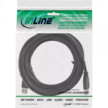 Cabo InLine USB 3.2 Gen.1 Type-A macho / Type-A macho, preto, 5m