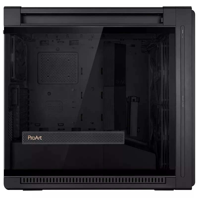 Caixa de PC ASUS ProArt PA602 Midi Tower preto – suporte ATX/EATX, vidro temperado, 2 ventoinhas frontais de 200 mm, radiador superior de 360 mm, GPU até 450 mm