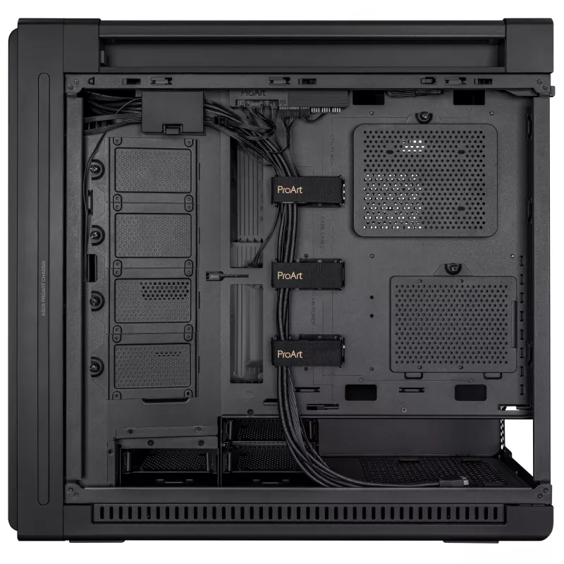 Caixa de PC ASUS ProArt PA602 Midi Tower preto – suporte ATX/EATX, vidro temperado, 2 ventoinhas frontais de 200 mm, radiador superior de 360 mm, GPU até 450 mm