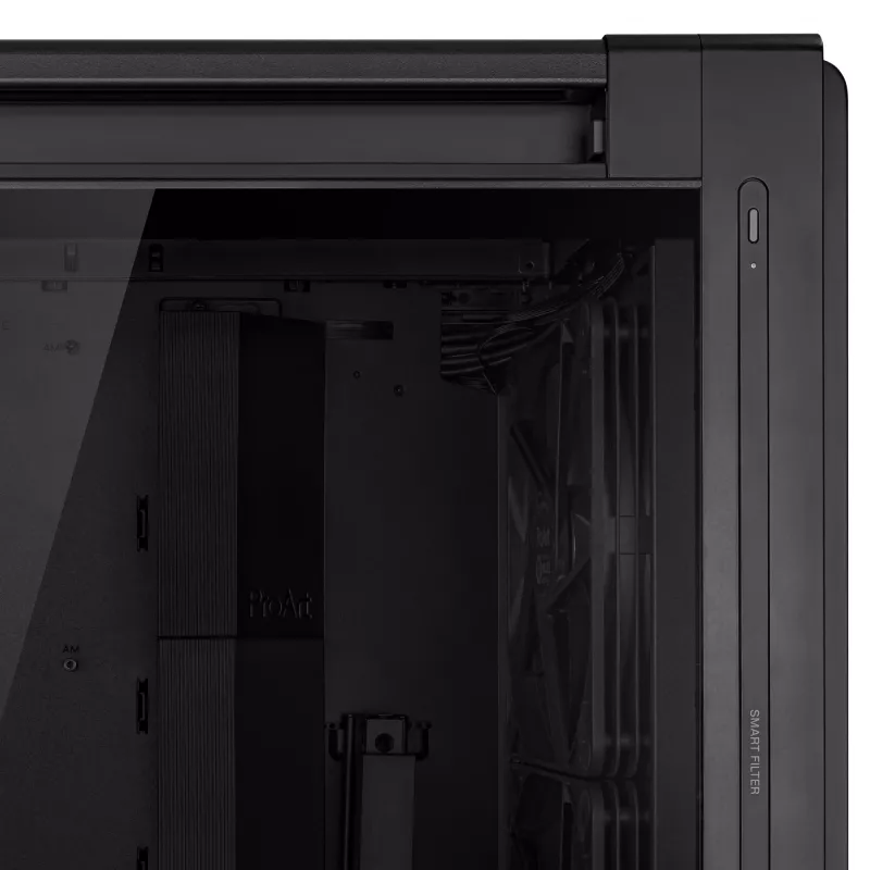 Caixa de PC ASUS ProArt PA602 Midi Tower preto – suporte ATX/EATX, vidro temperado, 2 ventoinhas frontais de 200 mm, radiador superior de 360 mm, GPU até 450 mm