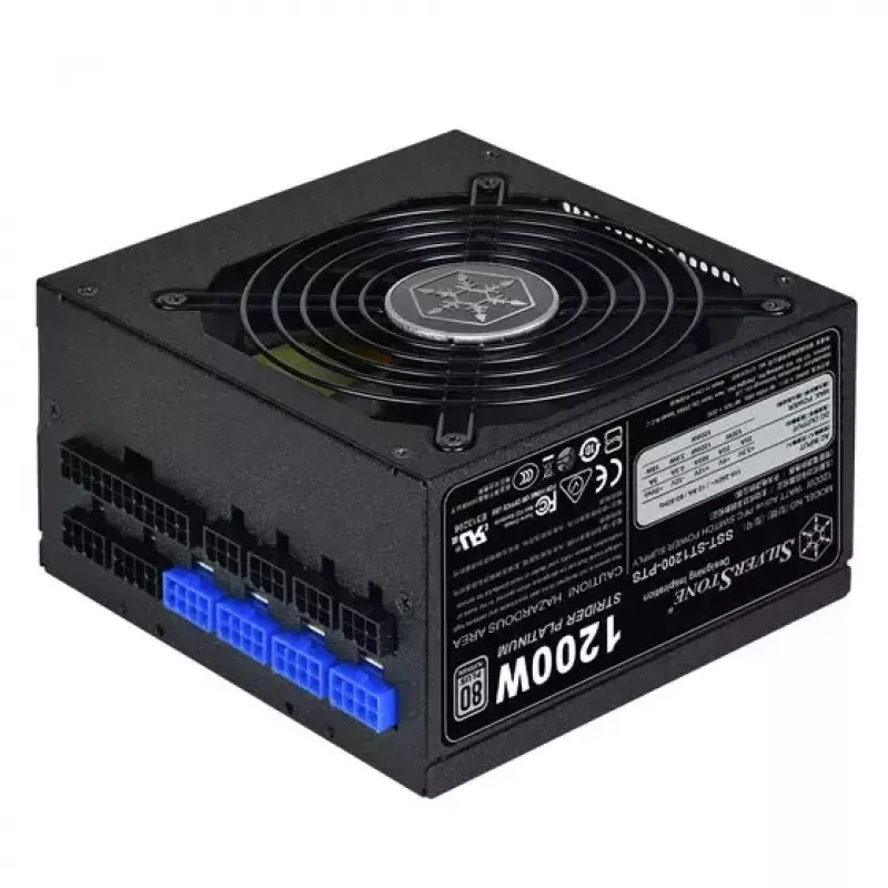 Fonte de alimentação SILVERSTONE ST1200-PTS 1200 W 80 PLUS Platinum, 20+4-Pin ATX, ventoinha de 120 mm, preto